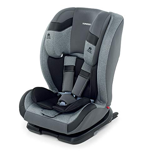 Foppapedretti Re-Klino Fix Kindersitz fürs Auto, Gruppe 1/2/3, 9-36 kg, für Kinder von 9 Monaten bis 12 Jahren silber