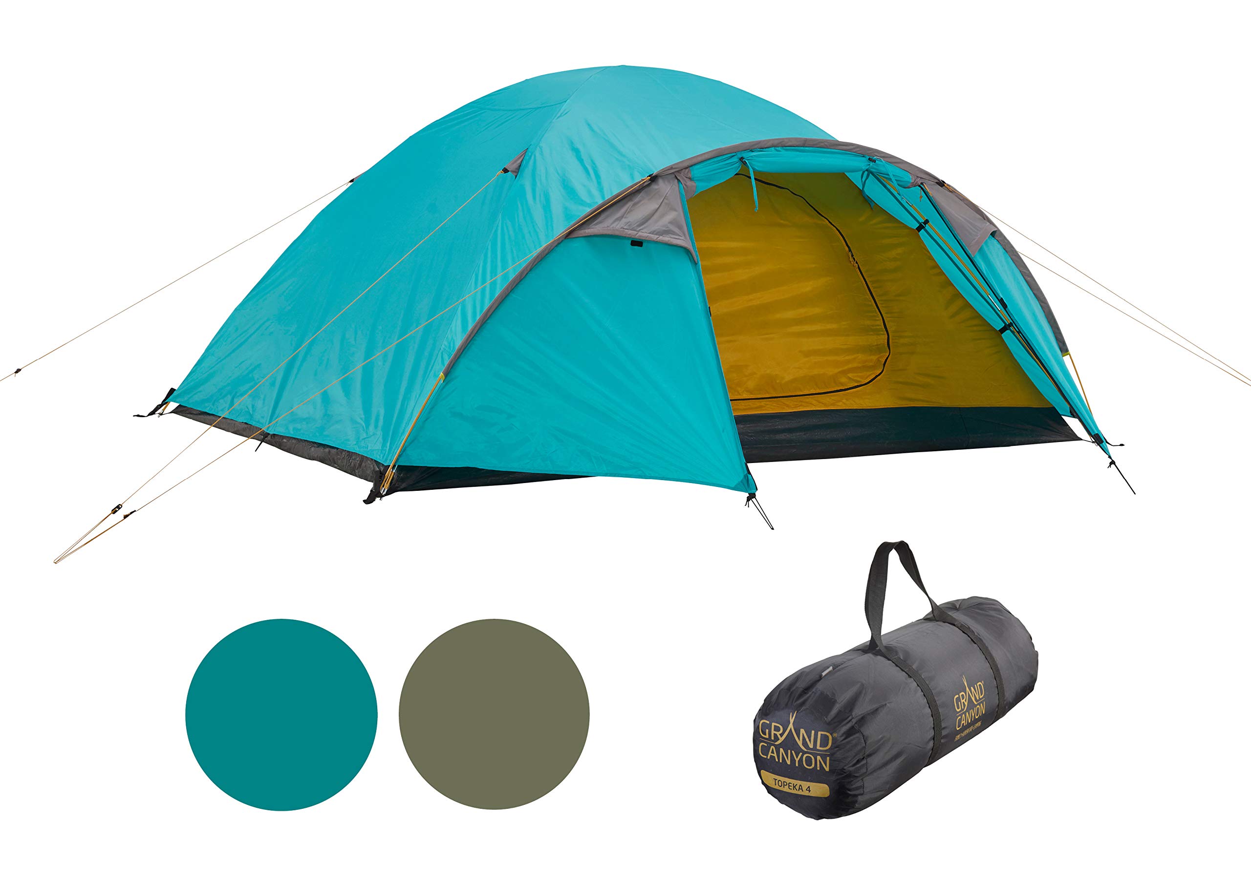 Grand Canyon Topeka 4 - Kuppelzelt für 4 Personen | Ultra-leicht, wasserdicht, kleines Packmaß | Zelt für Trekking, Camping, Outdoor | Blue Grass (Blau)