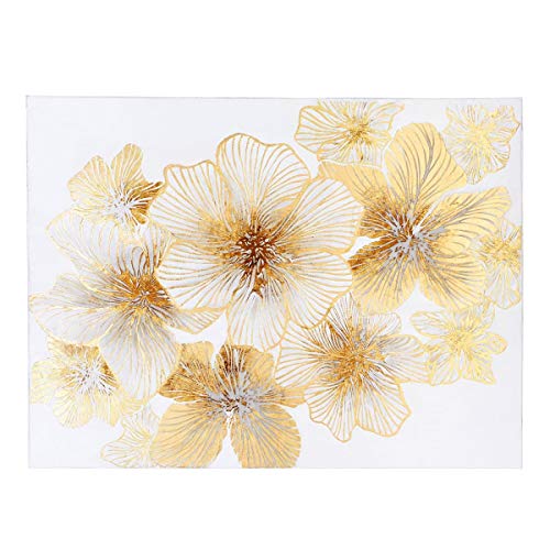 Pureday Bild Flores - Leinwandbild - Goldfarbene Blüten - ca. 120 x 90 cm