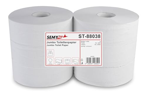 Semy Top ST-88038 Jumbo-Toilettenpapier, 2-lagig, Recycling, Durchmesser 28 cm (6-er Pack)