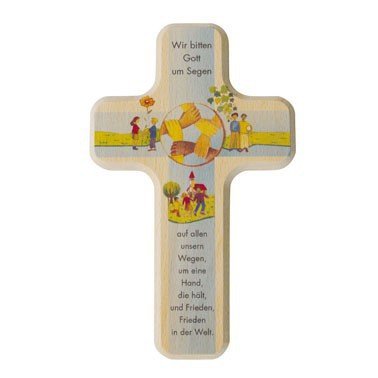 Holzkreuz Kinder-kreuz Wir bitten Gott um Segen 18 x 11 cm