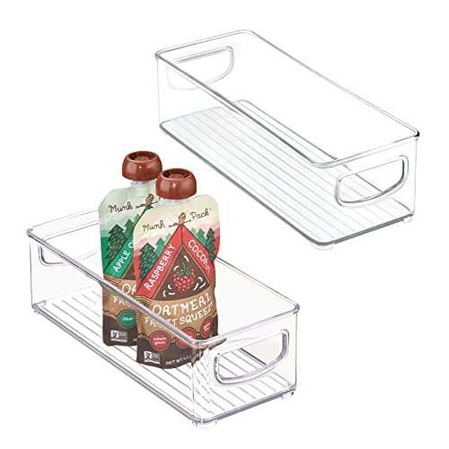 mDesign 2er Set Küchen Aufbewahrungsbox – ideal einsetzbar als Kühlschrankbox oder Gefrierbox – stapelbares Ordnungssystem mit integrierten Tragegriffen – durchsichtig