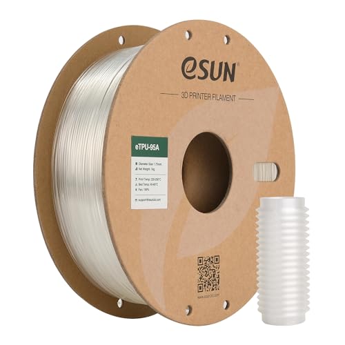 eSUN TPU 95A Filament 1.75mm, Flexible TPU 3D Drucker Filament, Maßgenauigkeit +/- 0.05mm, 1KG (2.2 LBS) Spule für 3D Drucker in Vakuumverpackung，Wahre Farbe，1KG