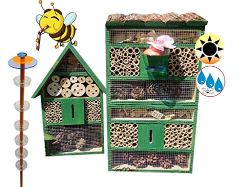 XXL Bienentränke + Insektenhotel mit 3.5-facher Oberfläche 120 cm mit Halter x 50 cm, XXL 2X Lotus Bienenhotel,