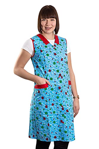 Damenkittel Kittel Schürze Hauskleid ohne Arm Baumwolle bunt, Farbe:Dessin 3, Größe:44