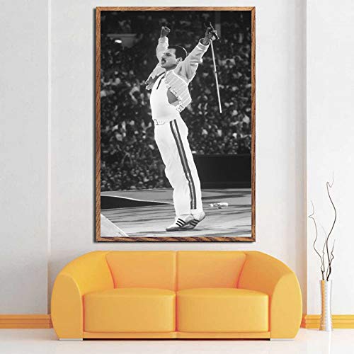 LCSLDW Leinwanddruck Freddie Mercury Queen Musiker Poster Wandkunst Bild Poster Und Drucke Leinwand Malerei Raum Wohnkultur, 60X80Cm Ohne Rahmen