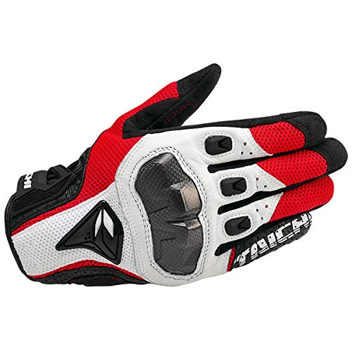 VaizA Motorradhandschuhe Atmungsaktive Leder-Motorradhandschuhe Racing-Handschuhe Motocross-Handschuhe Handschuhe Motorrad Handschuhe (Color : 391 White Red, Größe : M)