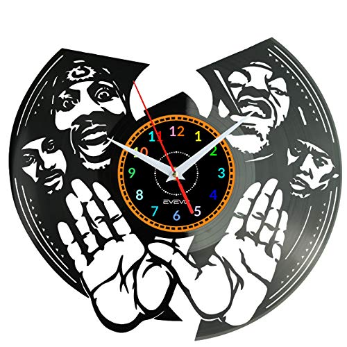EVEVO Rap Squad Hiphop Wanduhr Vinyl Schallplatte Retro-Uhr groß Uhren Style Raum Home Dekorationen Tolles Geschenk Wanduhr
