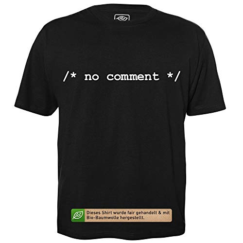 /* no Comment */ - Herren T-Shirt für Geeks mit Spruch Motiv aus Bio-Baumwolle Kurzarm Rundhals Ausschnitt, Größe L