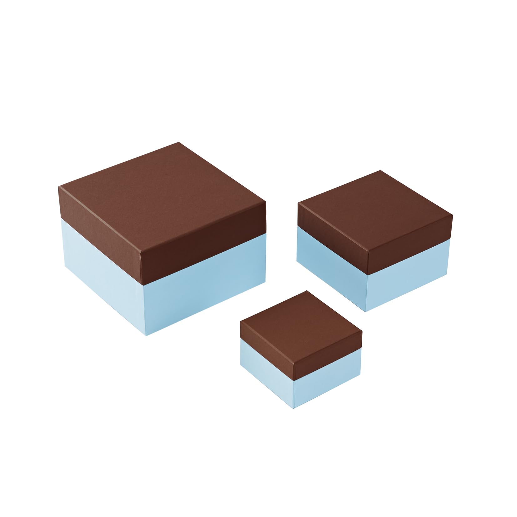 Semikolon 364837 3er Aufbewahrungsboxen Cutting Edge – 3 tlg – drei Größen – Geschenkboxen braun-blau pecan ice
