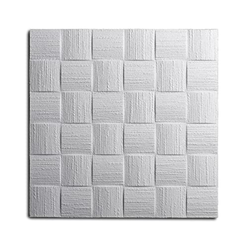 DECOSA Deckenplatten DUBLIN (AP 106) - 80 Platten = 20 m2 - Dekor Paneele weiß in Flecht Optik - Deckenpaneele aus Styropor - Styroporpaneele 50 x 50 cm