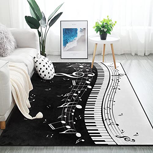 ALAZA Abstrakt Piano Musik Note Schwarz Bereich Teppich Teppiche Matte für Wohnzimmer Schlafzimmer Fein 7'x5' Multi