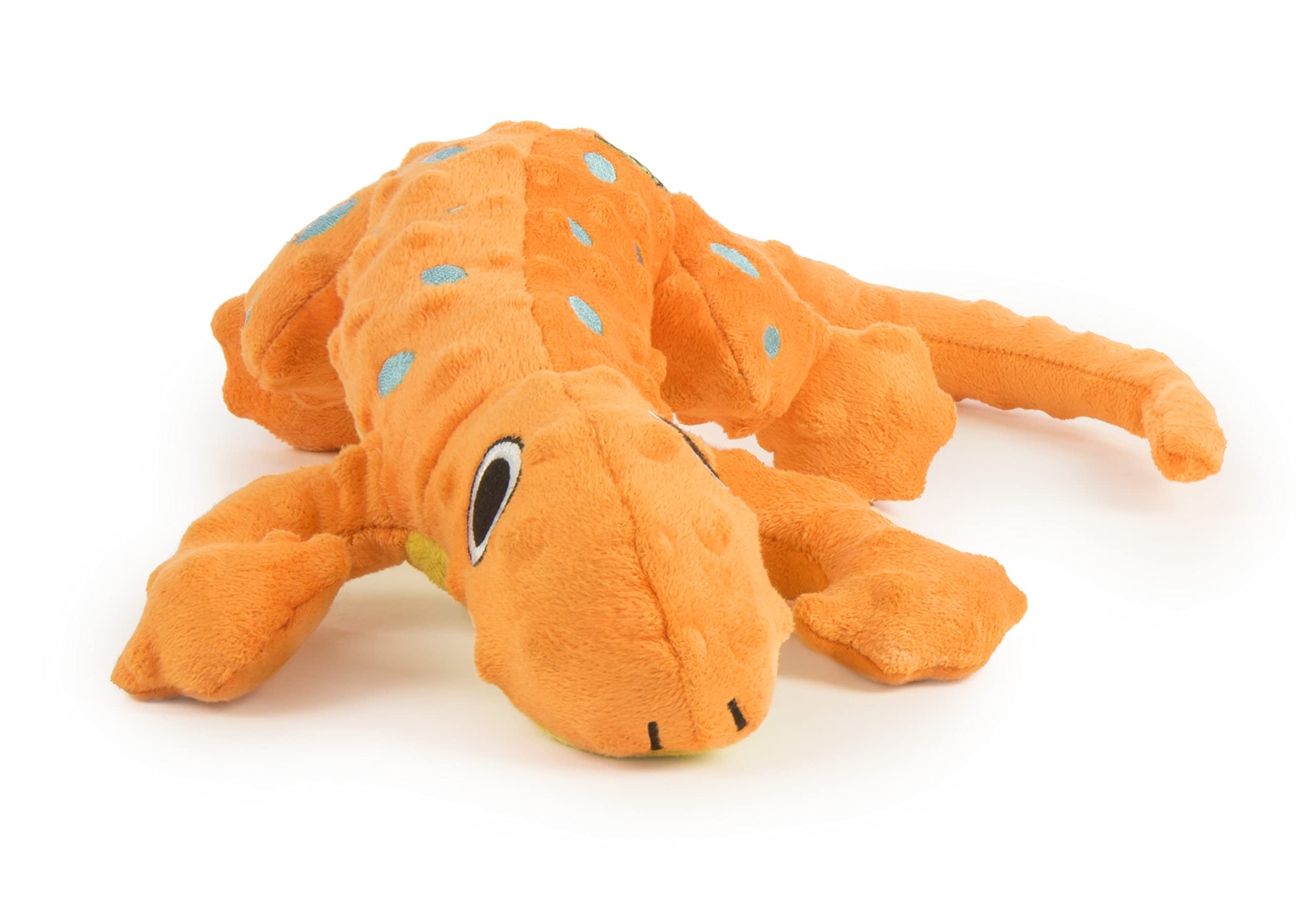 goDog Amphibianz Gecko Squeaky Plush Dog Toy, Chew Guard Technology - Orange, Large