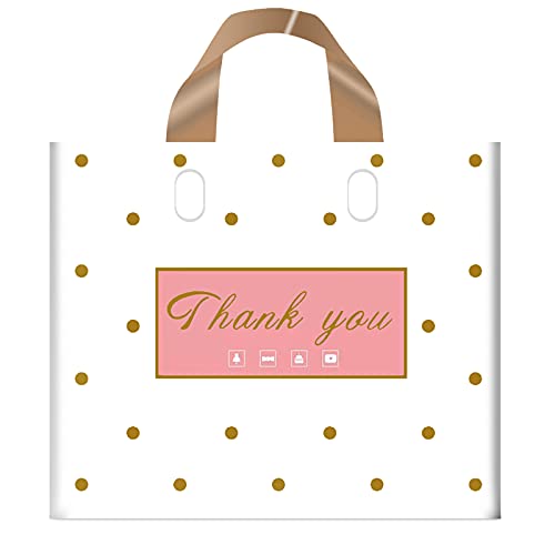 Thank You Bags Einkaufstaschen, 50 Stück, extra dicke Merchandise-Taschen, Kunststoff-Boutique-Taschen für kleine Unternehmen, Kunststoff-Einzelhandel, Geschenke (gepunktet, XL (40.6x45.6 cm) cm))