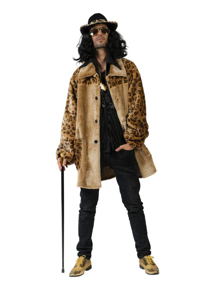 Kostüm Hippiemantel Floyd Größe 56/58 Herren Mantel Hippie Leopardenmuster 70er Jahre Motto Party Tiere Leopard Karneval Fasching Pierro's