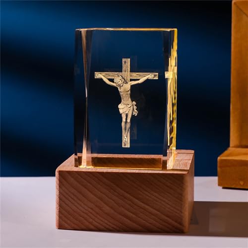 qianyue Kristallglas Cube Modell Geschenk 3D Lasergravur Statue Feng Shui Souvenir Handwerk (Jesus)