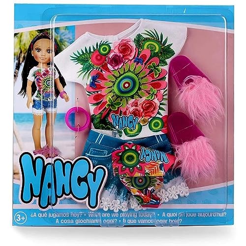 NANCY Luxury Tropic - Set of Summer Clothes for 14-inches doll, Recommended for Children from 3 Years (Famosa 700016431), Bunt