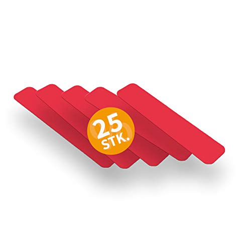 Betriebsausstattung24® Stellplatzmarkierung zur Lagerplatzkennzeichnug | TYP I-Stück | PVC selbstklebend | sofort befahrbar | 25 Stück (VE) (5,0 x 25,0 cm, rot)