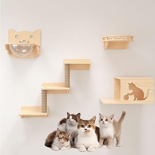 Kletterwand Katzen, Kratzbaum Wand, Katzenwand, Katzen-Wandregale, Platzsparend, zum Klettern, Schlafen, Spielen (Size : B4-8PCS)