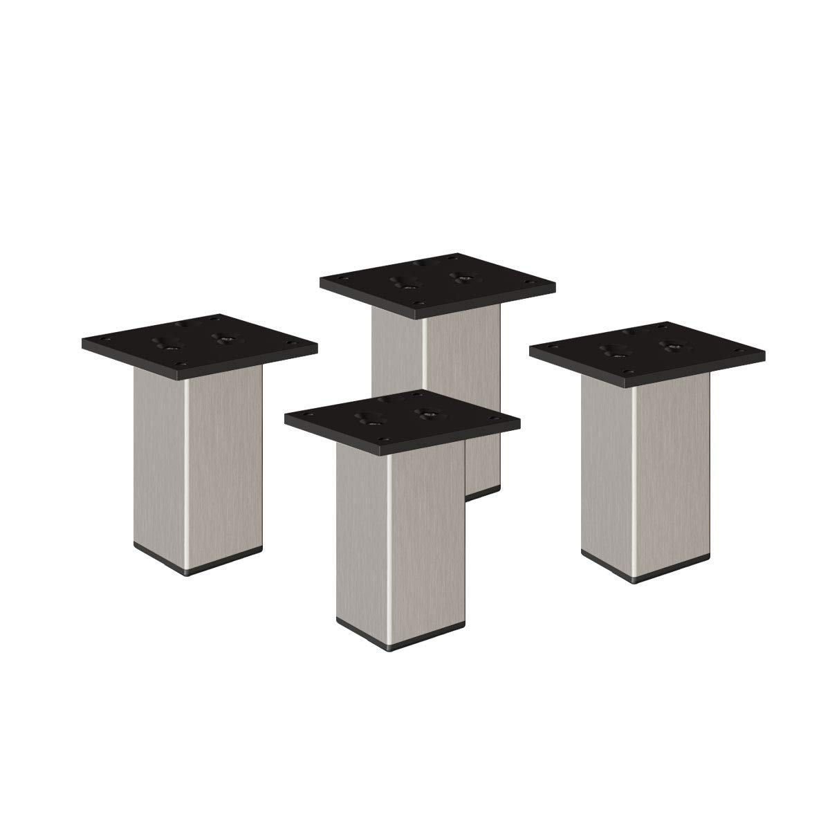 sossai® Exklusiv - Aluminium Möbelfüße | E4MF-N | 4er Set | Höhe: 120mm | Farbe: Inox