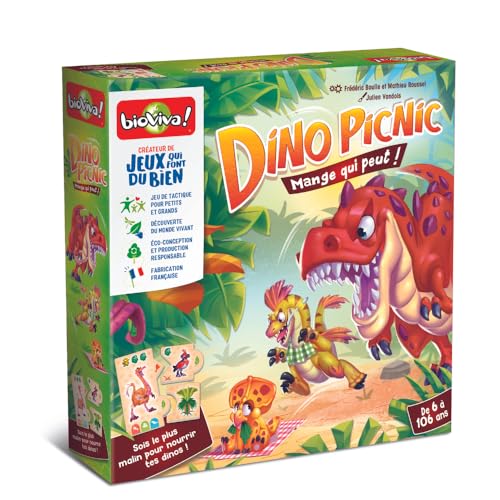 Bioviva Dino Picnic – Essen die kann – Kollektion Famille – Gesellschaftsspiel – Kinderspiel mit der Familie – Spaß beim Lernen – ab 6 Jahren 660488