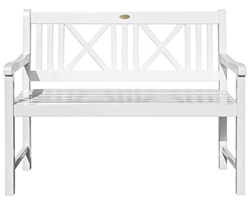 Landhausbank LÜBECK weiß lackiert, 2-Sitzer aus Eukalyptus FSC, B 120 x H 89 x T 59 cm