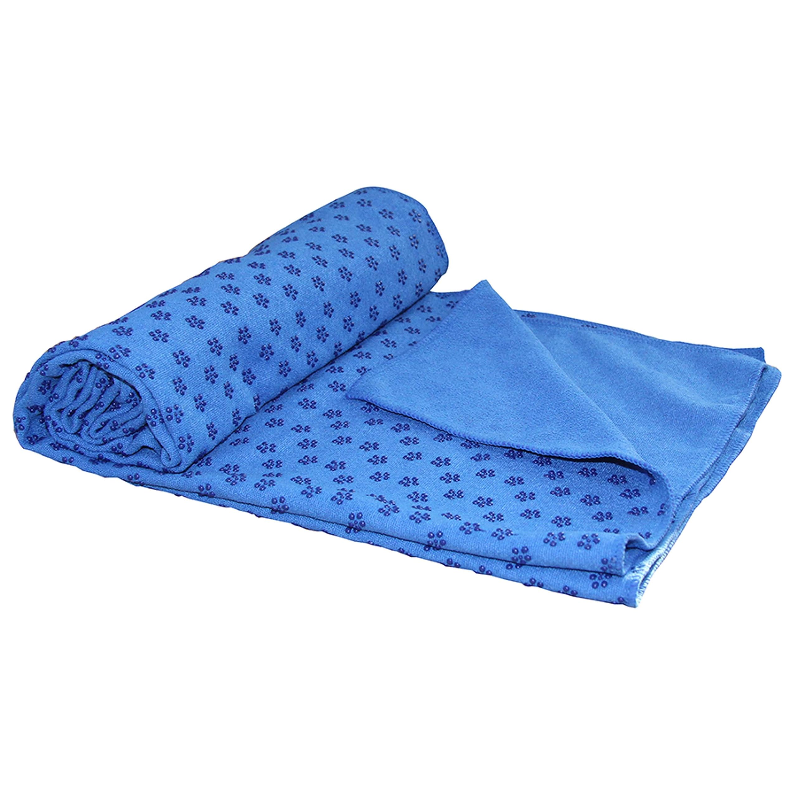 Tunturi Yoga Handtuch, rutschfestes Handtuch für Yogamatte, in Blau, schweißabsorbierend, mit Noppen für Gymnastik, Pilates