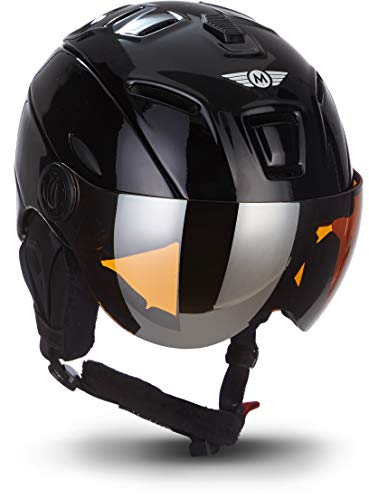 Moto Helmets K96 · Ski-Helm Snowboard · Damen & Herren · EN-1077 Zertifiziert (Black, M (55-58cm))