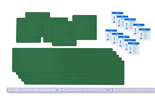 Flickly Selbstklebende Planenreparatur Tapes | 10 teilig | Easy Patch Comfort 100mm | Für Zelte, Planen UVM (smaragdgrün)