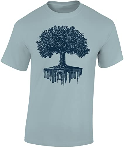 Garten T-Shirt für Herren : Forest City - Männer Wald Tshirt - Nature Shirt - Hobbygärtner Gärtner (Blau M)