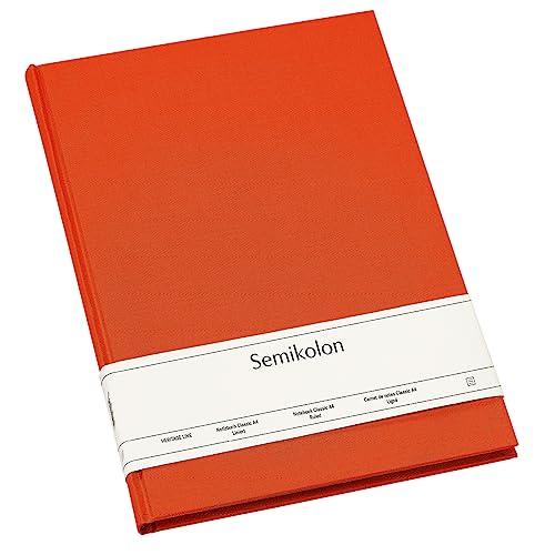 Semikolon 350931 - Notizbuch Classic A4 liniert - 176 Seiten, cremeweißes Papier – Lesezeichen – orange orange