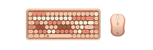 Maus-Tastatur-Set, Mini Tastatur, runde Tasten, Mehrfarbig sand/cremefabig (KSKM-5200M-RF (DE))