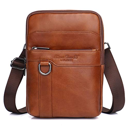Xieben Business Leder Crossbody Reisetasche Schultertasche Messenger Bag für Herren Travel Small Pack Wallet Handytasche Handtasche Tasche Braun