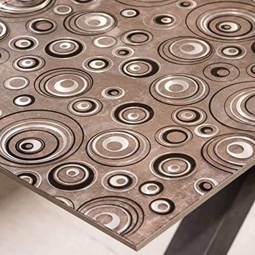 Tischfolie mit Kreise-Muster Bedruckt - Maß nach Wunsch - Transparent Klar Tischdecke Tischschutz Schutzfolie Abwaschbar weich PVC (90x60cm)