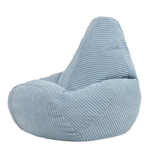 Icon Sitzsack-Sessel Flauschig „Dalton“ für Kinder, Hellblau, Cord, Kindersitzsack, Groß, Sitzsack Kinder mit Füllung