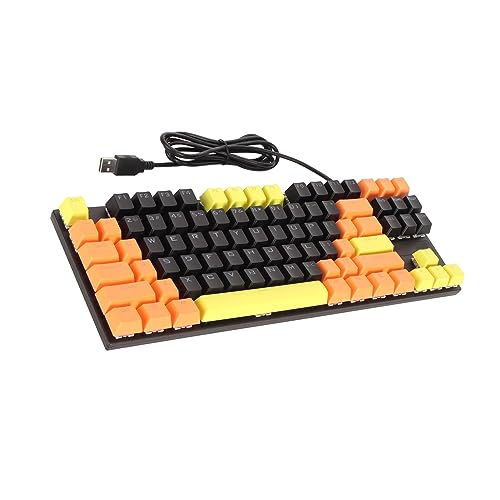 75% Mechanische Gaming-Tastatur mit Blauem Schalter, USB-kabelgebundene Tastatur mit LED-Hintergrundbeleuchtung und Anti-Ghosting, 87 Tasten, Kompakte Computertastatur für