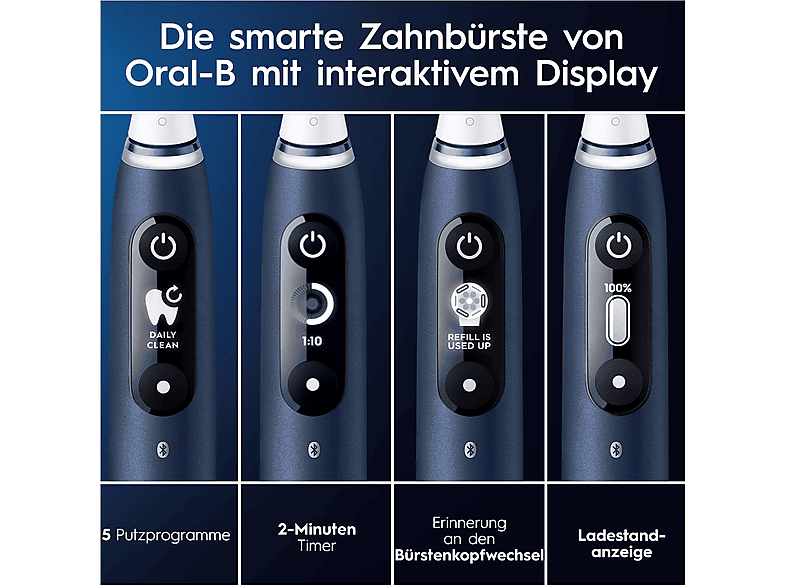 ORAL-B iO 7 Elektrische Zahnbürste sapphire blue, Reinigungstechnologie: Mikrovibrationen