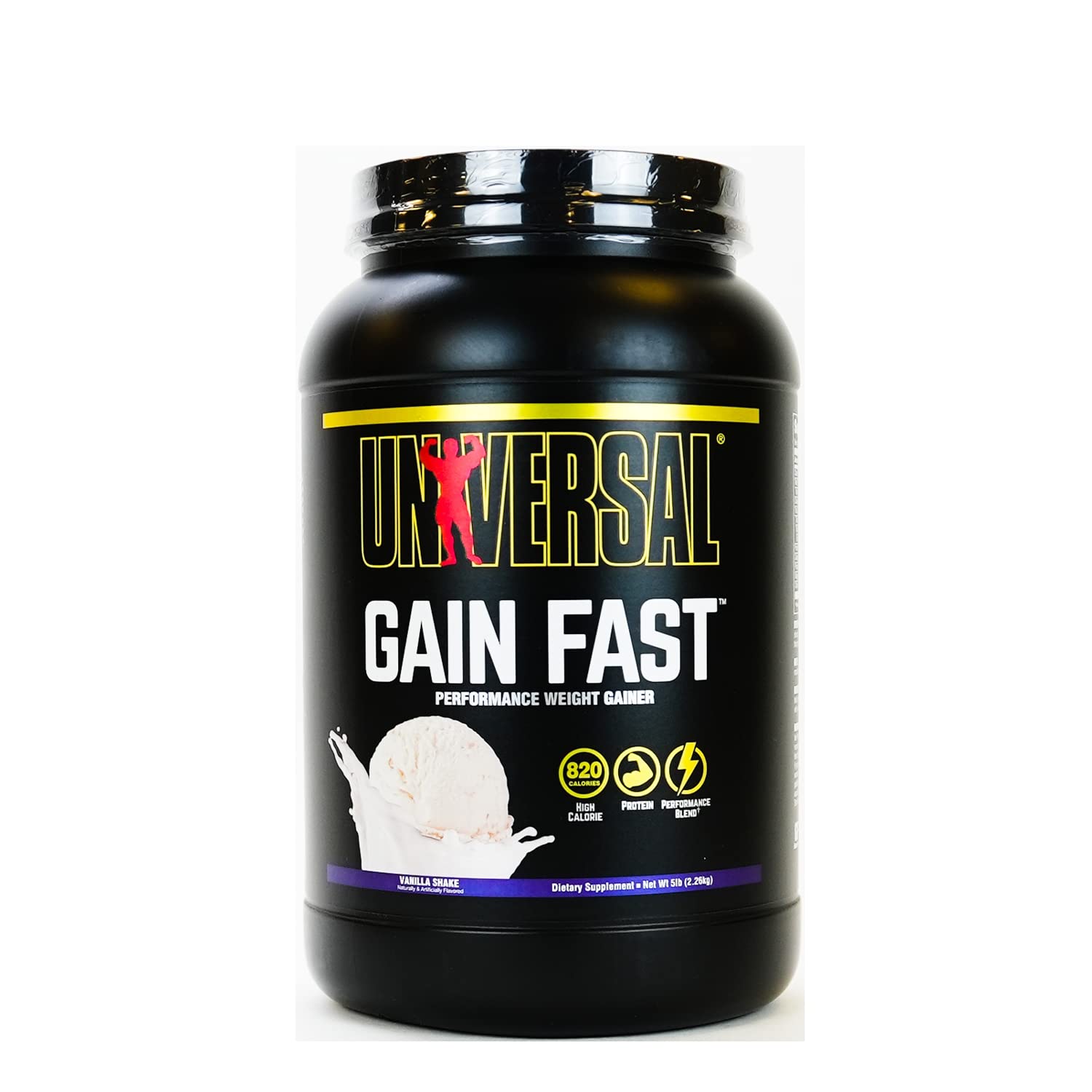 Universal Nutrition GAIN FAST Vanille, Mass Gainer & Whey Protein zum Muskelaufbau, Weight Gainer mit Creatin Monohydrat, essentiellen Fettsäuren, Kreatin & Protein Pulver 2,3kg