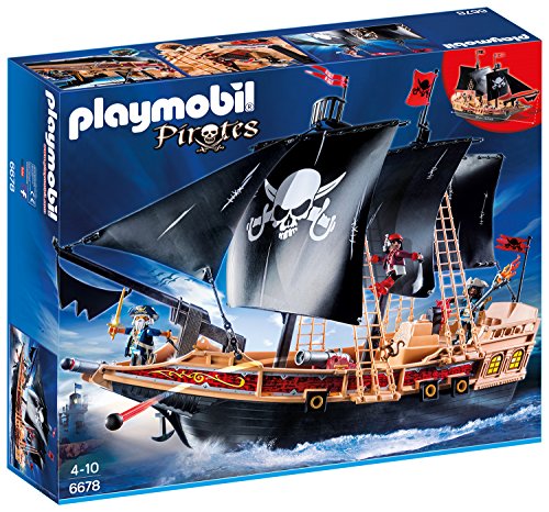 PLAYMOBIL Pirates 6678 Piraten-Kampfschiff inkl. Kanonen, schwimmfähig, ab 4 Jahren