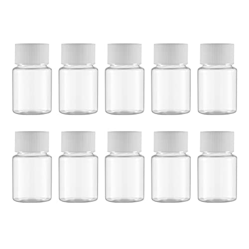 ULTECHNOVO 10 Stück 30 ml transparente Kunststoff-Pillendosier-Flaschen leere Tablettenspender Flaschen für flüssige Tabletten