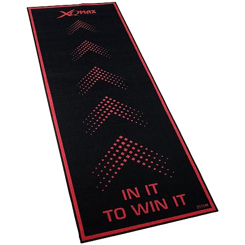 XQmax 237x80 cm Turnier Dartteppich Pfeile rot/schwarz Dartmatte mit offiziellem Spielabstand Dart Matte Teppich