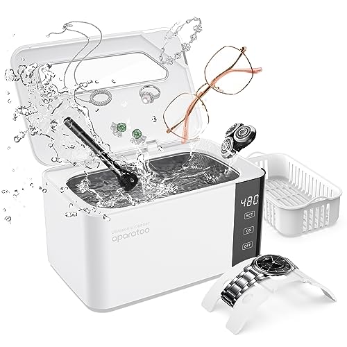 Ultraschallreinigungsgerät, Ultraschallreiniger für Brille Schmuck Uhren Zahnersatz, Brillenreinigungsgerät mit Leistungsstarke Reinigung mit 47 kHz Und 5 Modi, 600ml
