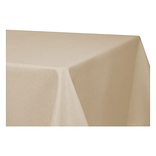 Tischdecke rechteckig Leinenoptik Lotuseffekt Tischwäsche Wasserabweisend Tischtuch Fleckenabweisend Bügelfrei Abwischbar Waschbar Innen und Außen Perleffekt (160 x 220 cm, Ecru)