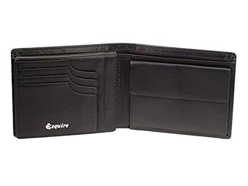 Portemonnaie Esquire Leder Schwarz RFID Black Geldbörse RFID Schutz und Card Safe GO 2282 Geldbeutel Portemonnaie Datenschutz Wallet Purse Querformat Schick