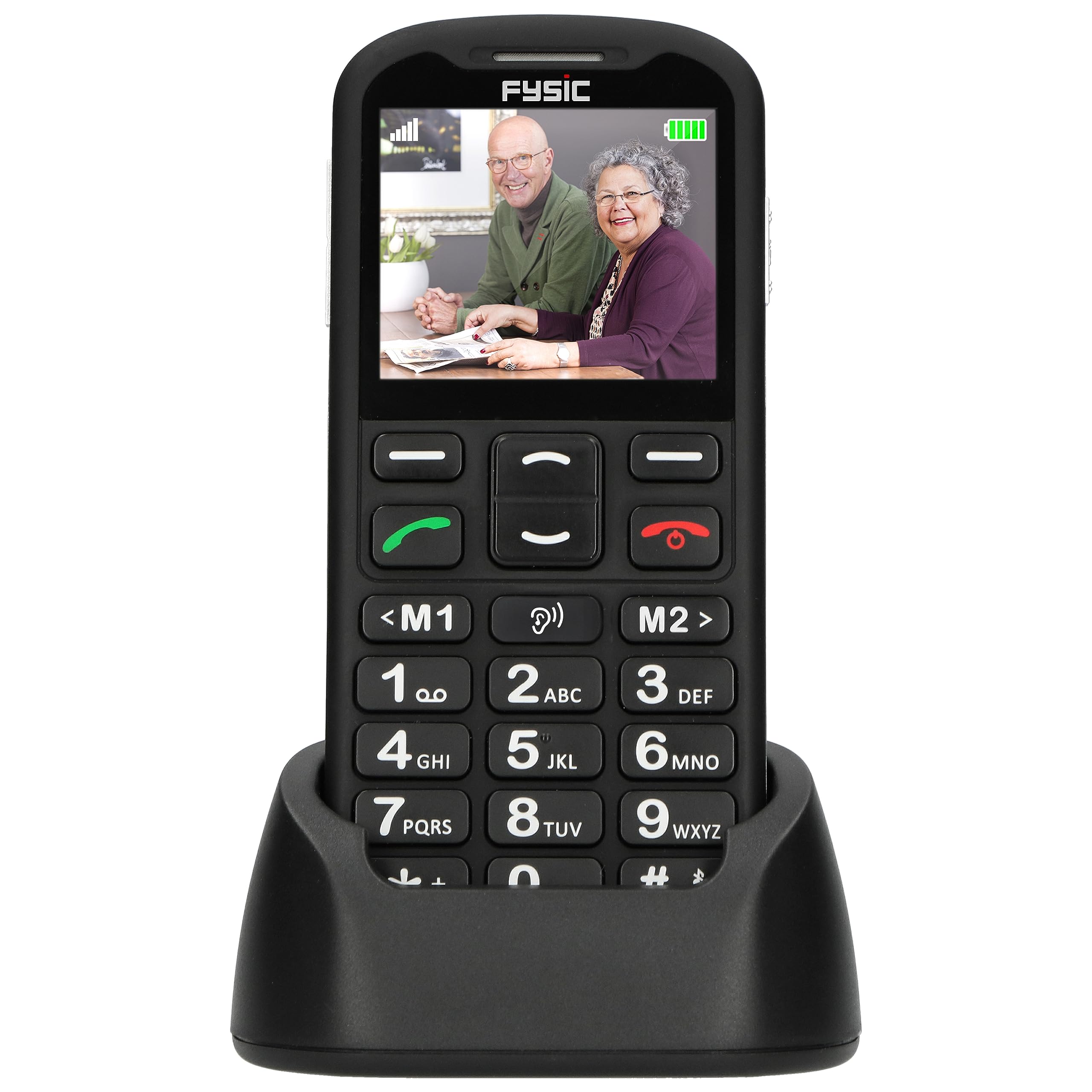 Fysic F10 - Mobiele Handy für Senioren mit Notruftaste - Seniorenhandy 4G mit große Tasten - Großtastenhandy mit Ladestation - Schwarz