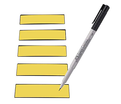 Magnetstreifen Etiketten gelb 100x30 mm - 75 Stück - beschreibbar incl. Stift