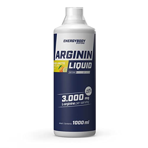 Energybody L-Arginin Liquid, 1000 ml, hochkonzentriert 6000 mg Arginin pro Portion, 1000 ml, Orange-Limette Geschmack