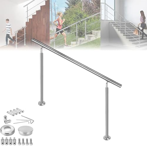 SAILUN® Edelstahl Handlauf Geländer mit 2 Pfosten für Brüstung Treppen Balkon (160 cm, ohne Querstreben)