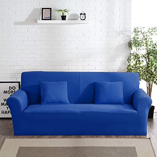 OKJK Elastischer Sofabezug, Für Wohnzimmer Sofa Protector, Sofaüberwurf Möbel Sessel Modern,Stretch Couch überzug Baumwolle (Blue,3seater 190-230cm)