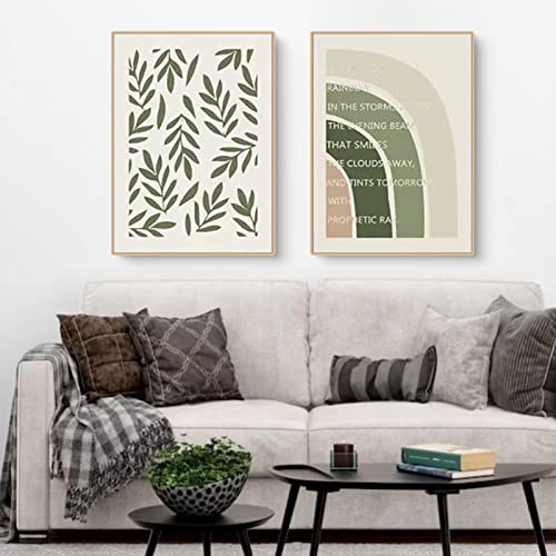 EXQUILEG Premium Poster Set, Wandbilder Grüne Blätter Pflanze für Wohn-Schlafzimmer Wandeko, Ohne Rahmen-2er Moderne Bilder (50x70cm)